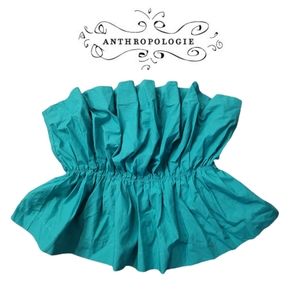 Anthropologie Strapless Green Top